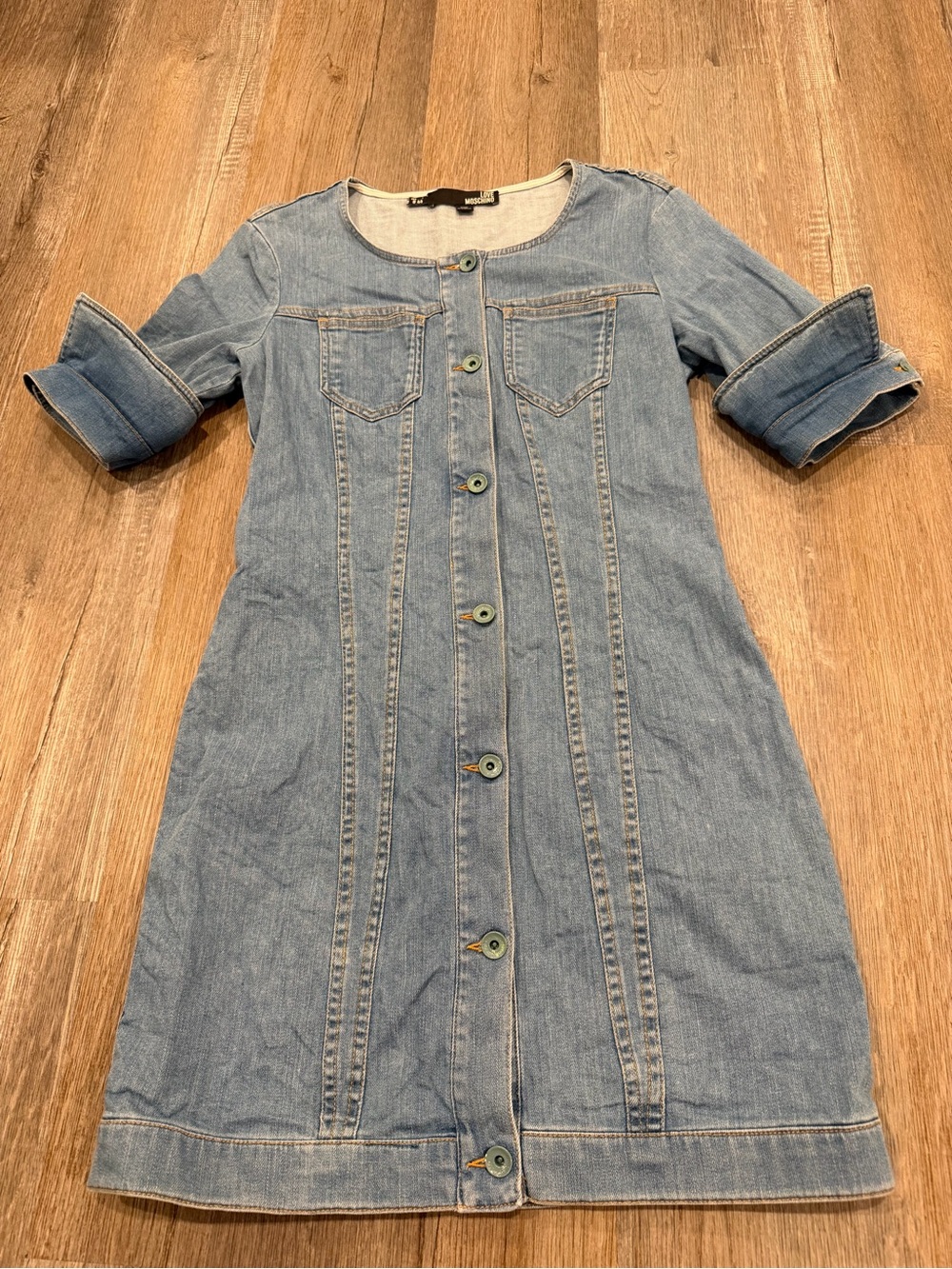 Y2K Love Moschino Denim Button Front Dress Size 8 IT 44